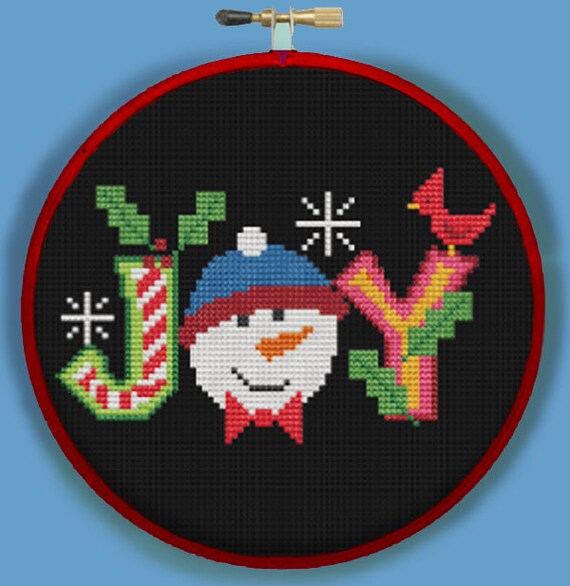 Christmas Snowman Joy Modern Counted Cross Stitch Pattern Etsy