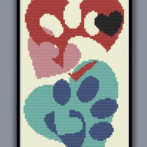 PAWS - Modern Counted Cross Stitch Pattern - pdf instant download