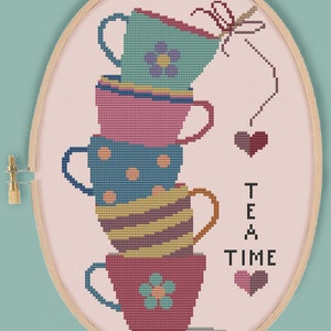 TEA TIME - Schema moderno per punto croce - download immediato in formato pdf