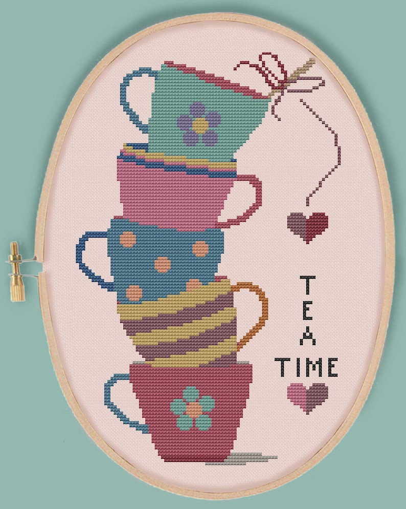 TEA TIME - Modern Counted Cross Stitch Pattern - Pdf Instant Download ...