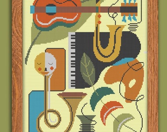 RETRO INSTRUMENTS - Reminder Sign Modern Counted Cross Stitch Pattern - pdf instant download