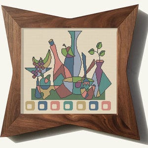 CUBIST SALAD - Modern Counted Cross Stitch Pattern - pdf instant download