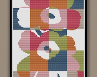 FLOWER POWER - Modern Counted Cross Stitch Pattern - pdf instant download