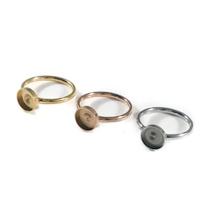 Bezel Ring Blanks-8mm Round Bezel Cup- Stainless Steel Rings-Silver/Gold And Rose Gold Ring Blanks-  Cabochon Ring , USA,  Engraving metal