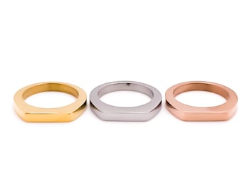 Ring Blanks-3mm- Flat Top Stainless Steel Rings-Silver- Gold And Rose Gold Ring Blanks- High Quality, USA,  Engraving metal- Signet Rings