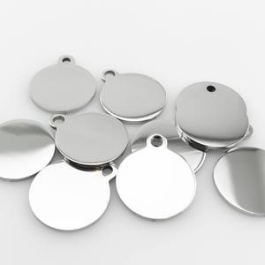 Paket von 10, hochpolierte Edelstahlrohlinge, hohe Qualität, USA, Edelstahl runde Tags, Anhänger