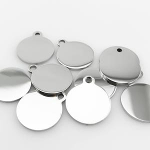 Package of 10, Highly Polished Stainless Steel Blanks, High Quality, USA, Stainless Steel Round Tags,  Pendants