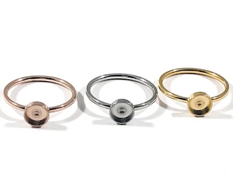Bezel Ring Blanks-6mm Bezel Cup- Stainless Steel Rings-Silver/Gold And Rose Gold Ring Blanks-  Cabochon Ring , USA,  Engraving metal