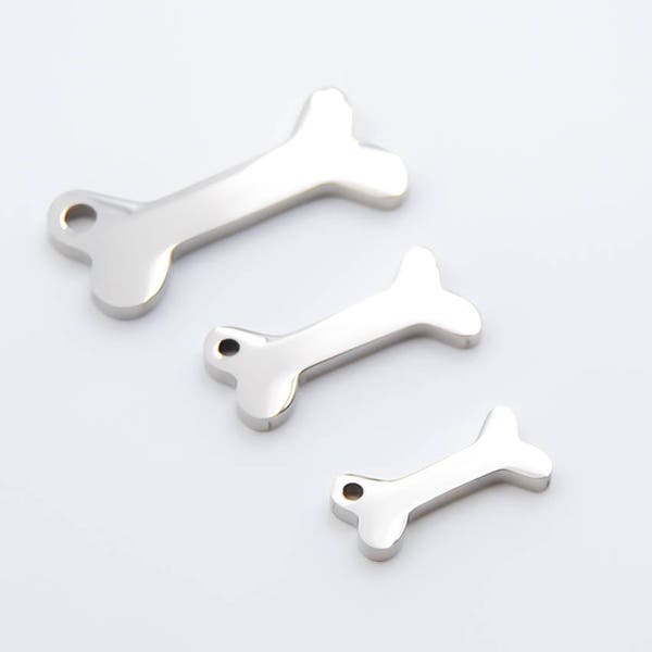 Dog Bone Charms, Stainless Steel, Highly polished, No Tarnish, US Seller, Pack of 10!!! Now In Gold And Rose Gold