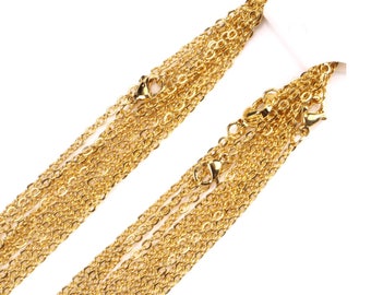 Cadenas de acero inoxidable bañadas en oro de 1,5 mm, cadenas de acero inoxidable con acabado dorado de 1,5 mm, alta calidad, vendedor de EE. UU., cadenas de oro