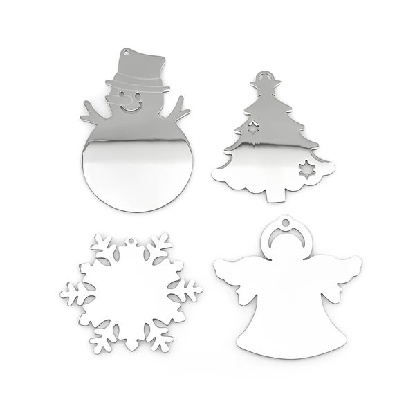 Stainless Steel Christmas Ornaments, Snow Flake, Snowman, Christmas Tree, Angel Ornamant, Holiday Gifts Personalized, Christmas Snow Flake