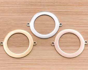 19mm Stainless Steel Connector Round - Blanks, Side Hoops, Silver, Gold or Rose Gold, Package of 10, High Quality, USA,