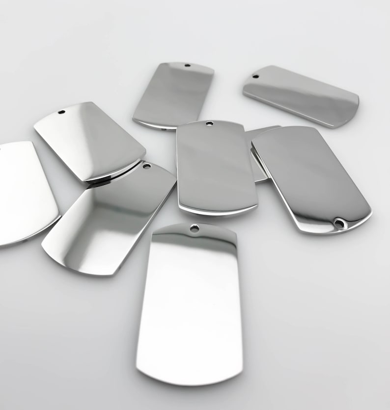 Package of 10, Highly Polished Or Matte Stainless Steel Dog Tag Blanks, High Quality, USA, Stainless Steel Tags image 5