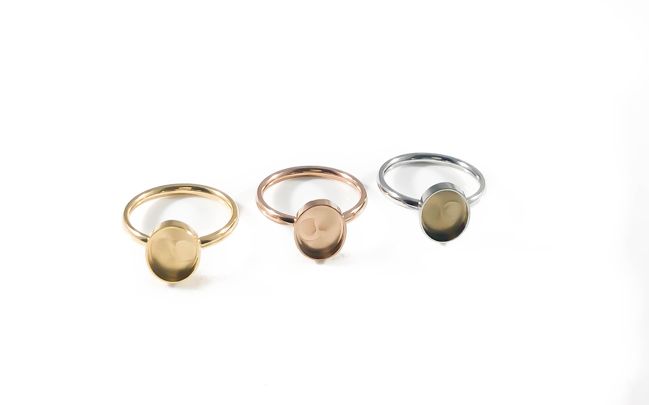 Bezel Ring Blanks-8mm Oval Bezel Cup- Stainless Steel Rings-Silver/Gold And Rose Gold Ring Blanks-  Cabochon Ring , USA,  Engraving metal