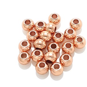Spacers - 6mm Steel Beads -Stainless steel - Silver, Gold and Rose Gold - Lot of 10- Beads for Charms Pendants with Large Holes