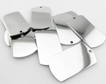 Package of 10, Highly Polished Or Matte Stainless Steel Dog Tag Blanks, High Quality, USA, Stainless Steel Tags