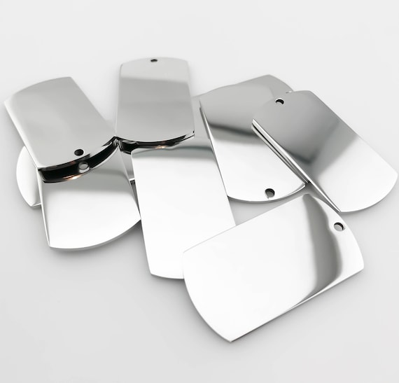 Package of 10, Highly Polished Or Matte Stainless Steel Dog Tag Blanks, High Quality, USA, Stainless Steel Tags