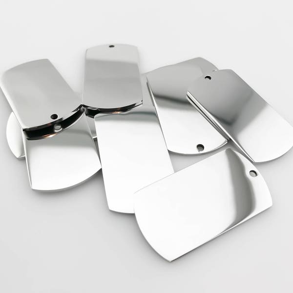 Package of 10, Highly Polished Or Matte Stainless Steel Dog Tag Blanks, High Quality, USA, Stainless Steel Tags