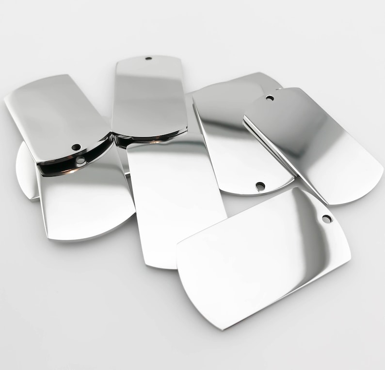 Package of 10, Highly Polished Or Matte Stainless Steel Dog Tag Blanks, High Quality, USA, Stainless Steel Tags image 1