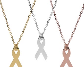 Stainless Steel Awareness Ribbon Charms, Single or Package of 10-Highly polished, No Tarnish, Breast Cancer Necklace-Silver-Gold Or RG