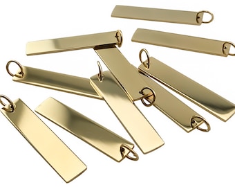 VERTICAL Bars Package of 10, Gold Plated Stainless Steel Bar Blanks, High Quality, USA