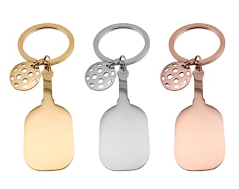 Stainless Steel Pickleball Racket Keychain, Pickleball Fan -Stainless Steel