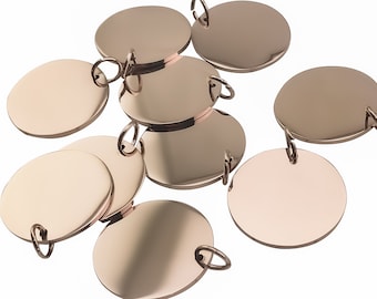 Rose Stainless Discs 10-50mm, Bulk Steel Blank Tags, 10pk, Polished Pendant, Silver Gold Plated, Quality, Engraving, Stamping, Wholesale USA