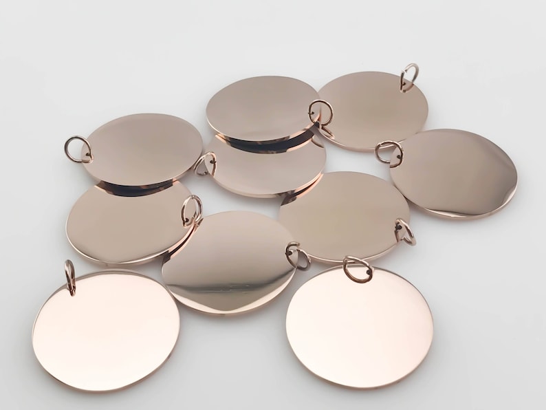 Rose Stainless Discs 10-50mm, Bulk Steel Blank Tags, 10pk, Polished Pendant, Silver Gold Plated, Quality, Engraving, Stamping, Wholesale USA image 4