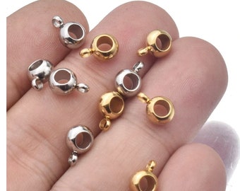 Distanser - Hängsmycken - 6,5 mm - Silver, Guld och Roséguld - Rostfritt stål - Parti med 10 - Hängsmycken för Charms-hängen med stora hål