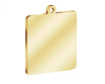 Square Tag Stainless Steel- Silver And Gold Finish Blanks, Package of 10, Mirror Polished High Quality, USA,  Engraving Stamping Pendants