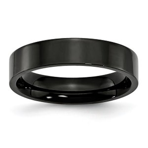 Stainless steel Ring Band-Black - Flat Fit-Stainless Steel Ring-Men's or Women's Ring - High Quality, USA,  Engraving metal