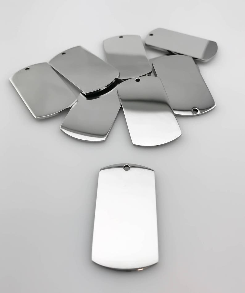 Package of 10, Highly Polished Or Matte Stainless Steel Dog Tag Blanks, High Quality, USA, Stainless Steel Tags image 2