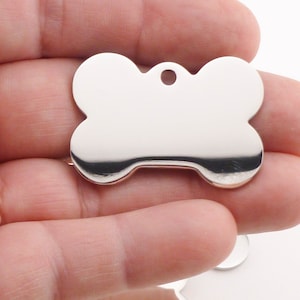 Einzelner hochglanzpolierter Edelstahl-Hundeausweis - Hundeknochen-Tag-Rohlinge, hohe Qualität, USA, Edelstahl-Tags-Hunde-Namens-Tags