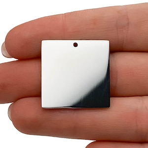 Highly Polished Stainless Steel Square Blanks, High Quality, USA, Stainless Steel Square  Pendants,Package of 10,