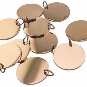 Rose Stainless Discs 10-50mm, Bulk Steel Blank Tags, 10pk, Polished Pendant, Silver Gold Plated, Quality, Engraving, Stamping, Wholesale USA image 2