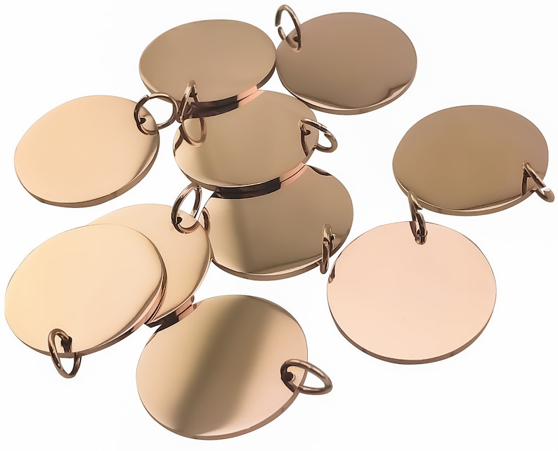 Rose Stainless Discs 10-50mm, Bulk Steel Blank Tags, 10pk, Polished Pendant, Silver Gold Plated, Quality, Engraving, Stamping, Wholesale USA image 2