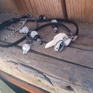 Real animal bone and yin-yang necklace
