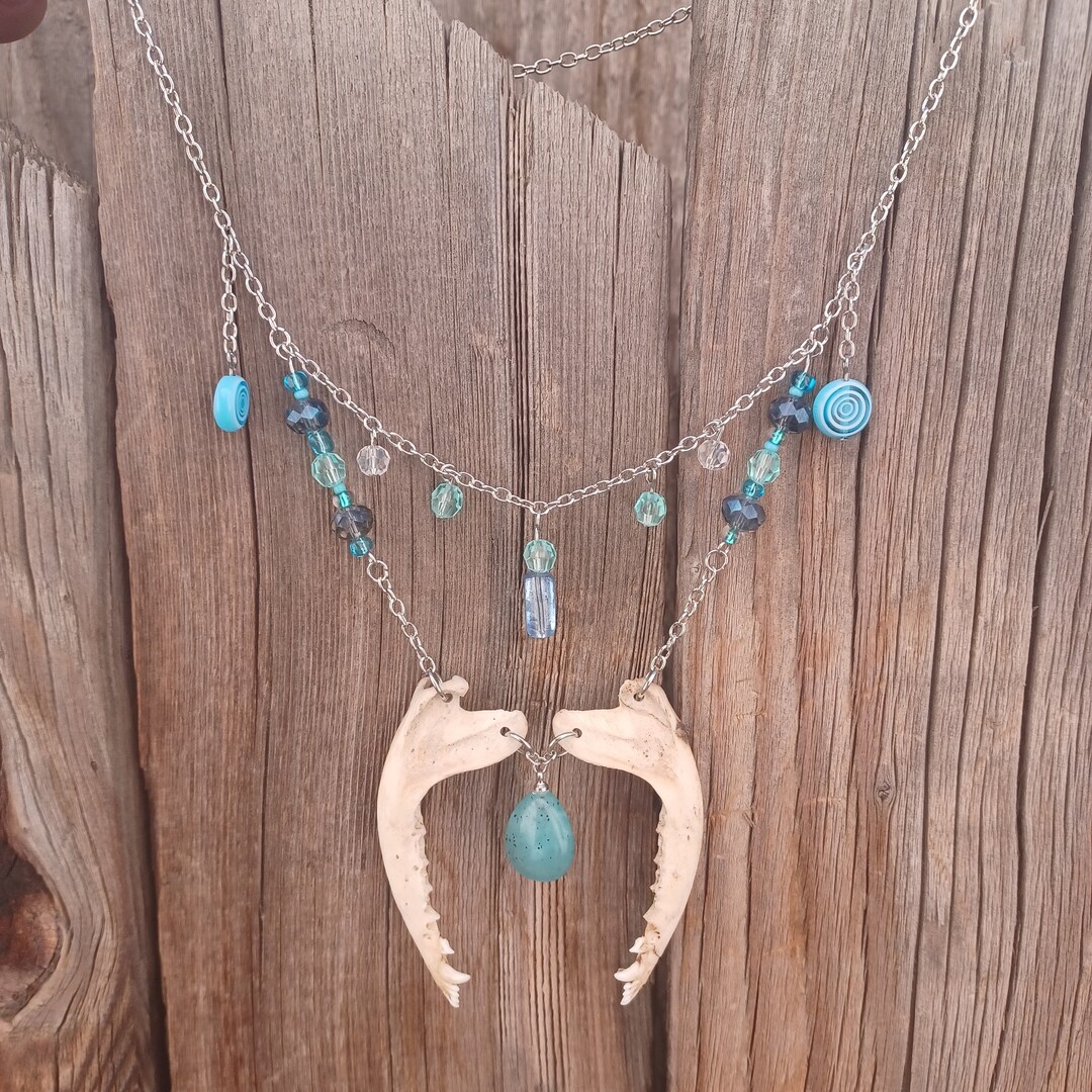Opossum Jaw Bone and Amazonite Jewelry Set - Etsy