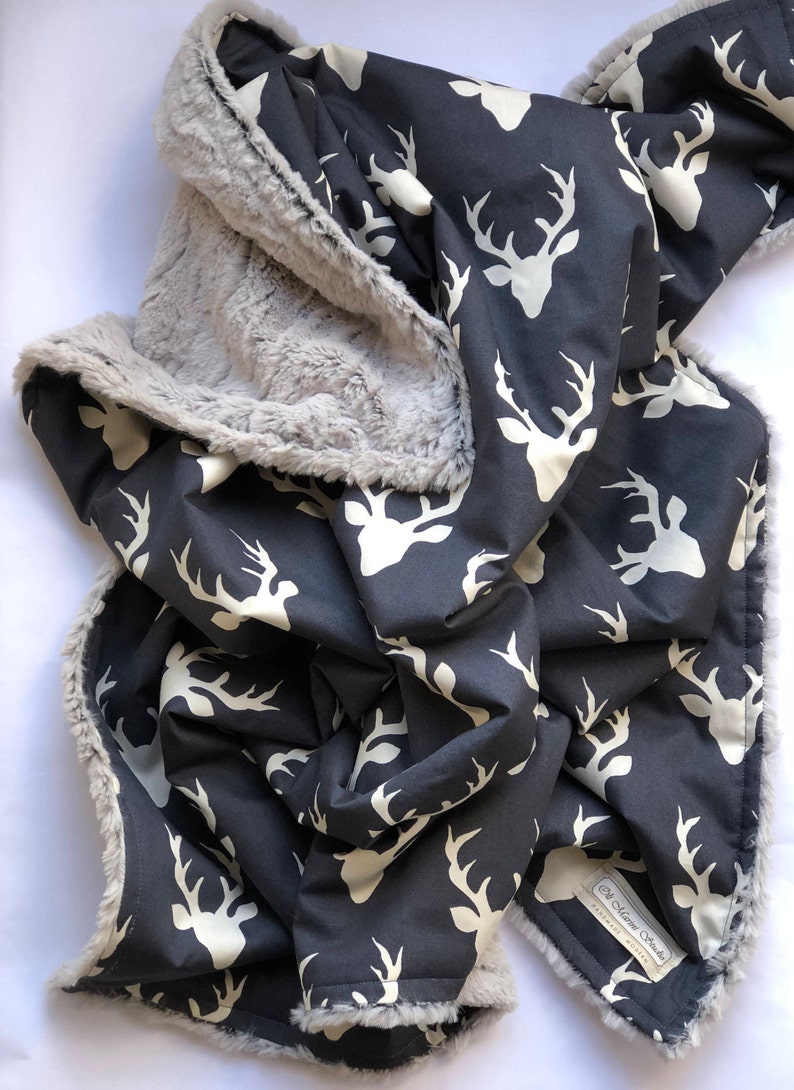 Personalized Baby Blanket-Deer Antler-Floral Blanket For Girls