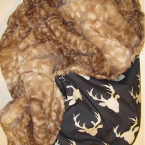 Baby Boy Blanket, Fawn Blanket, Deer Boy bedding, Buck Plush Minky Blanket