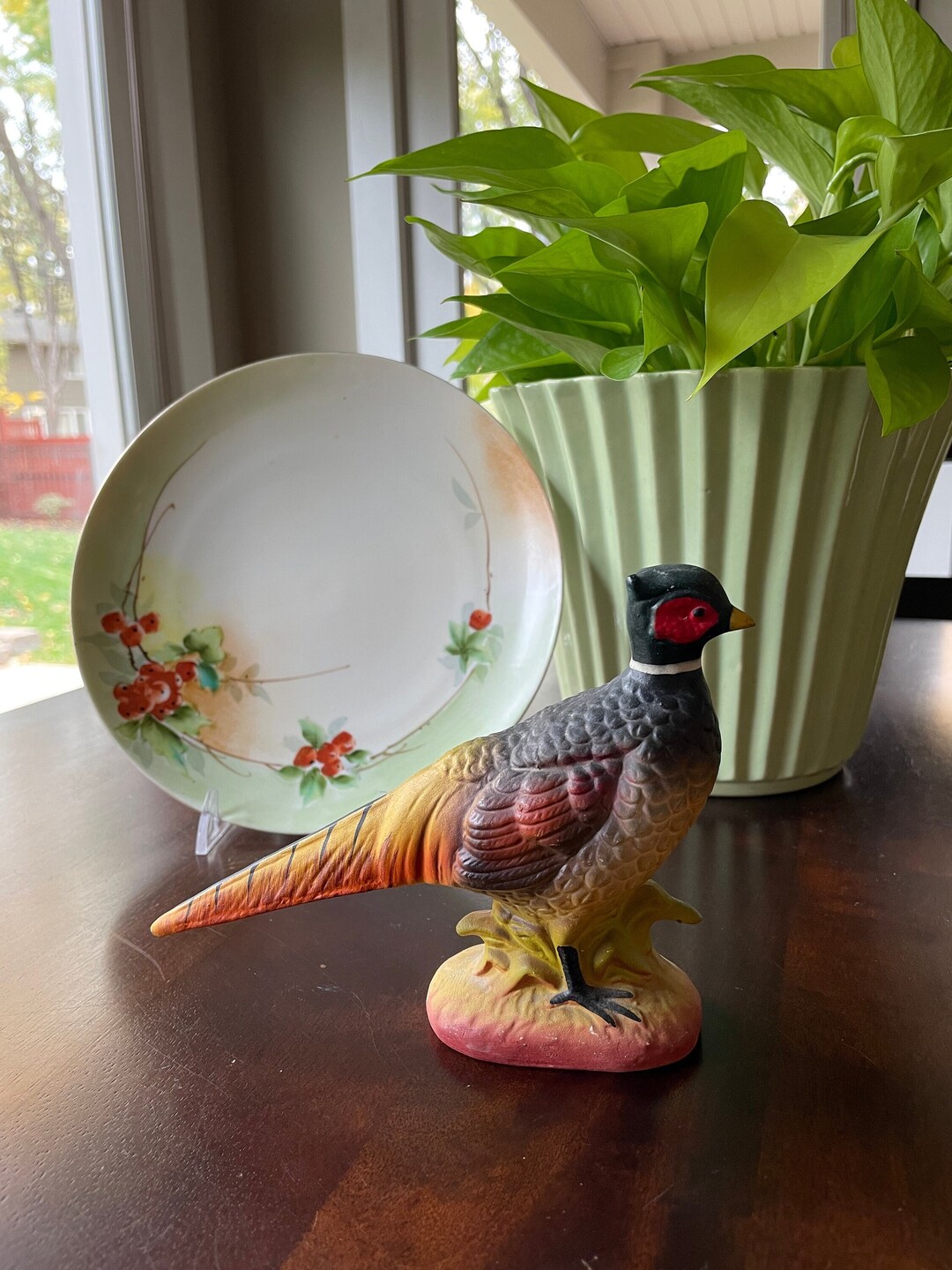 Vintage Ceramic Pheasant Figurine by Napcoware Thanksgiving Fall Decor