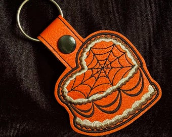 Halloween Heart Cake Embroidered Vinyl Keychain
