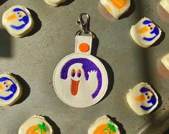 Sugar Cookie Ghost Embroidered Vinyl Keychains