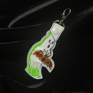 Vintage Halloween Blow Mold Ghosty Embroidered Vinyl Keychain