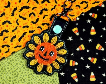 Johanna Parker Pumpkin Daisy - Embroidered Vinyl Keychain