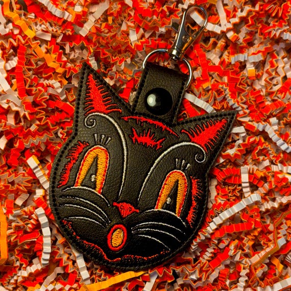Johanna Parker Howling Cat Jack - Embroidered Vinyl Keychain - Etsy