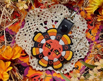 Johanna Parker Candy Corn Flower - Embroidered Vinyl Keychain