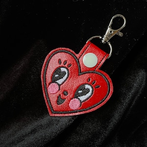 Johanna Parker Valentines Heart Embroidered Vinyl Keychain image 1