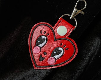 Johanna Parker Valentines Heart Embroidered Vinyl Keychain