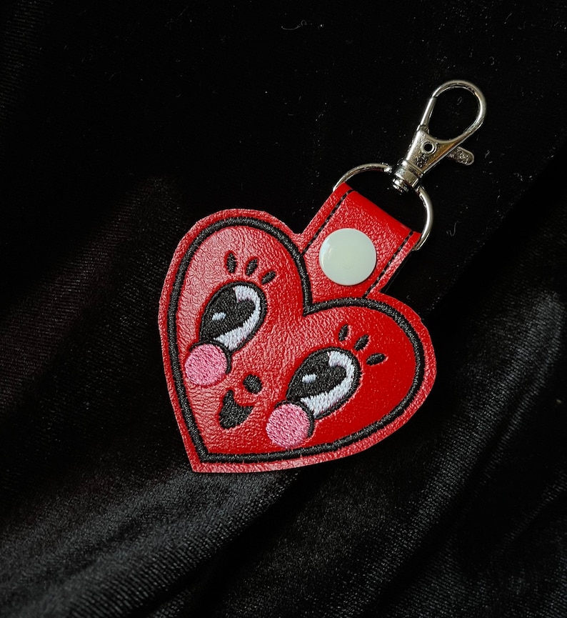 Johanna Parker Valentines Heart Embroidered Vinyl Keychain image 1
